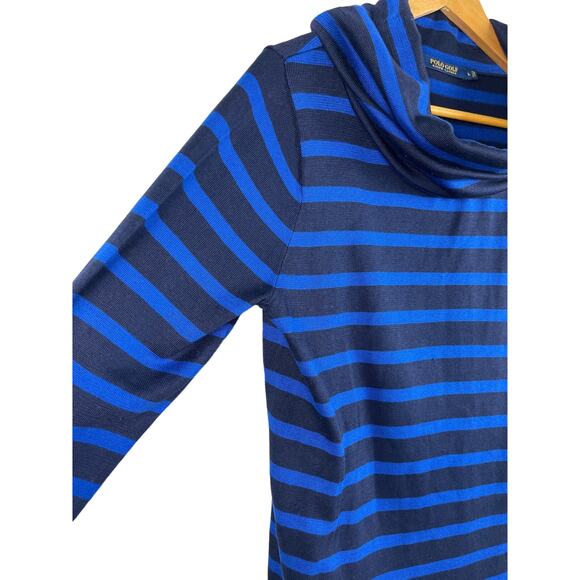 Ralph Lauren Polo Golf Blue Stripes Long Sleeve Cowl Neck Sweater Size Large - Picture 5 of 9